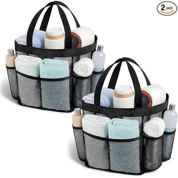 Portable mesh shower caddy tote bag dorm bathroom organizer travel gym beach - Picture 8 of 8